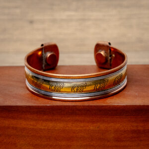 Pulsera de cobre, bronce y alpaca con diseño de elefantes
